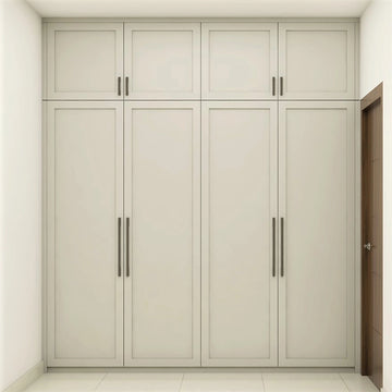 Compact 4-Door Hinged Modern Wardrobe Design with Loft